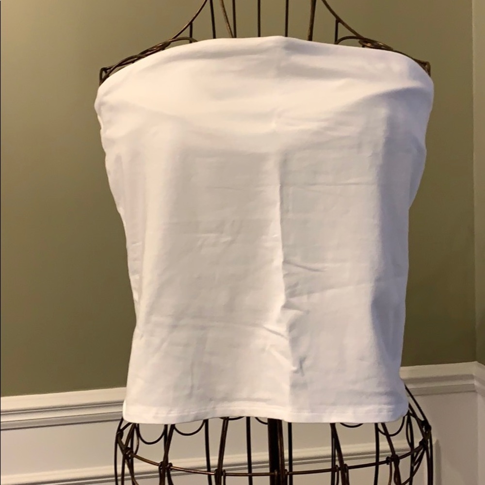 White cotton/ spandex tube top
